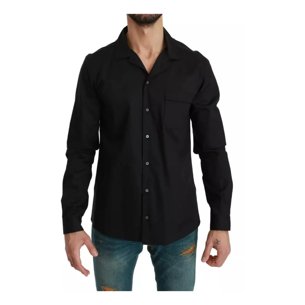 Dolce & Gabbana Blauw Gestreept Katoenen Lounge Shirt Blue Heren