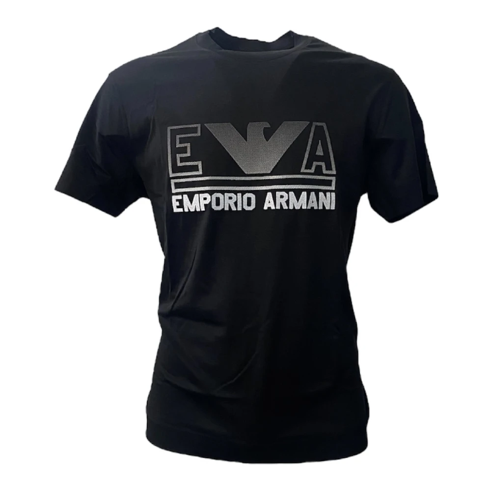 Emporio Armani Kortärmad Jersey T-shirt med Maxi Logo - XXL Black, Herr