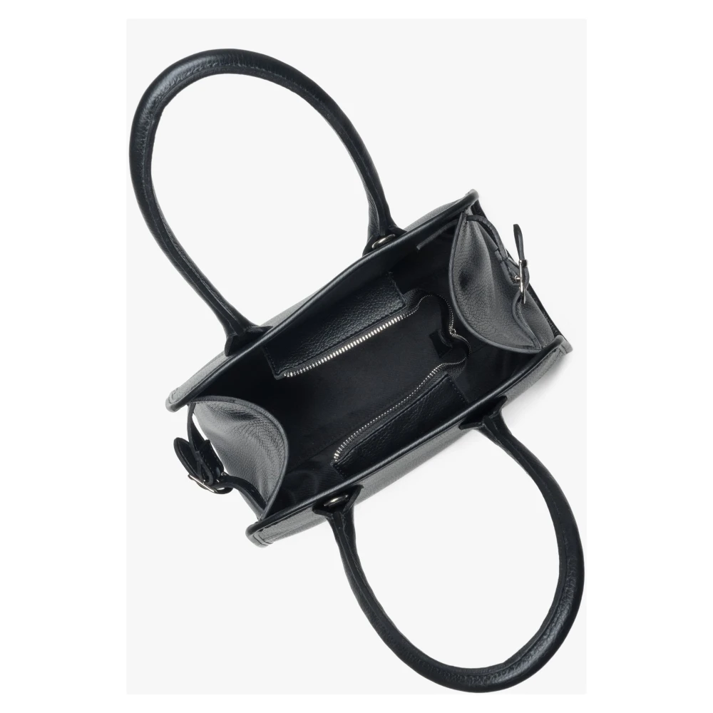 Estro Zwarte Satchel Handtas gemaakt van Premium Italiaans Leer Black Dames