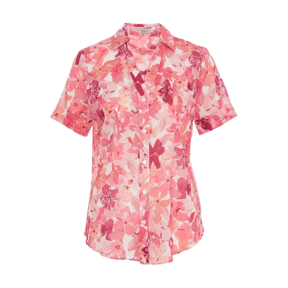 Himon's Rode Bloemen V-Hals Blouse Multicolor Dames
