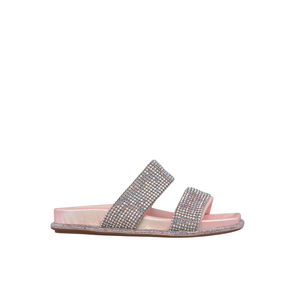 ALMA EN PENA Platt sandal strassband Pink, Dam