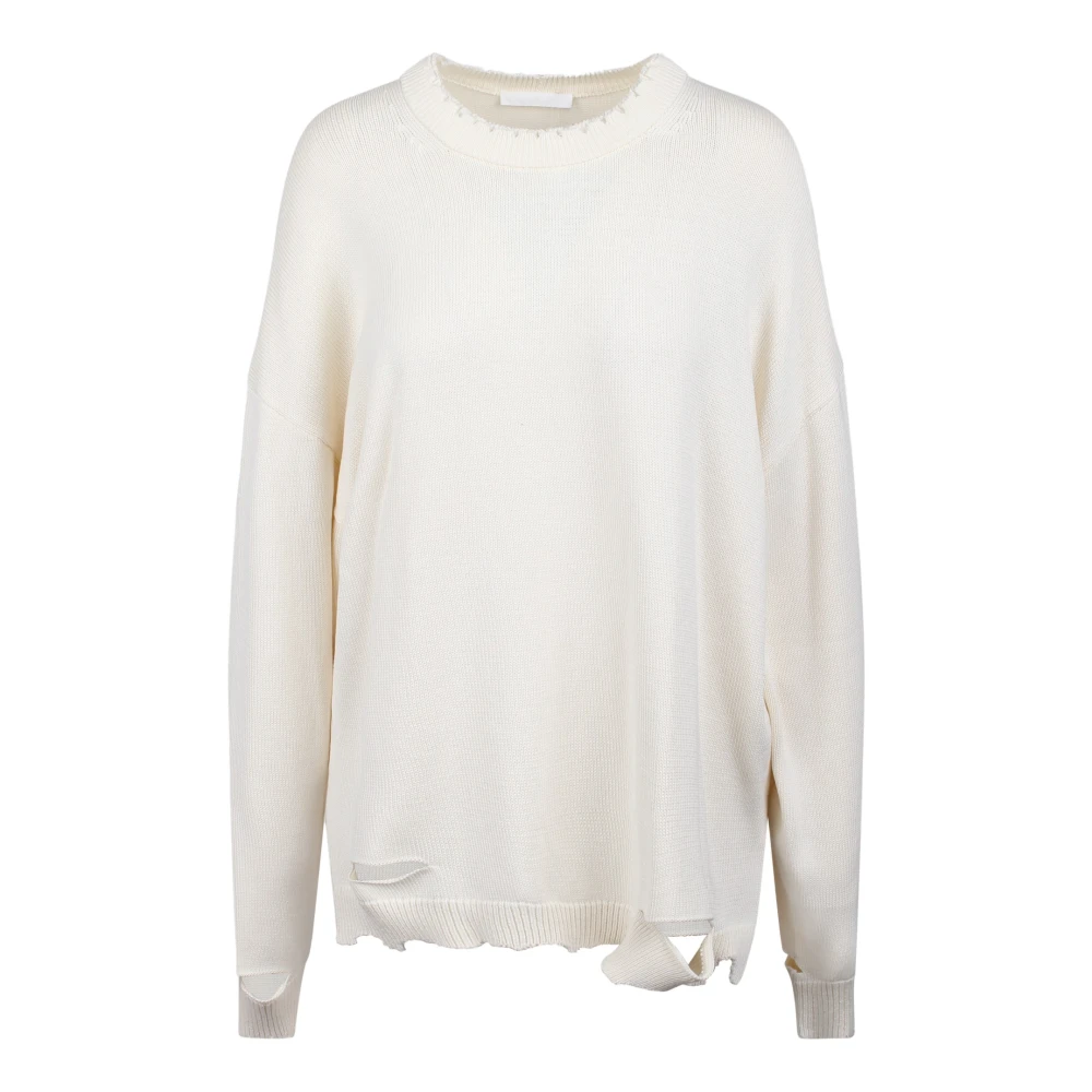 Helmut Lang Vintage Gebreide Crew Neck Sweater White Dames