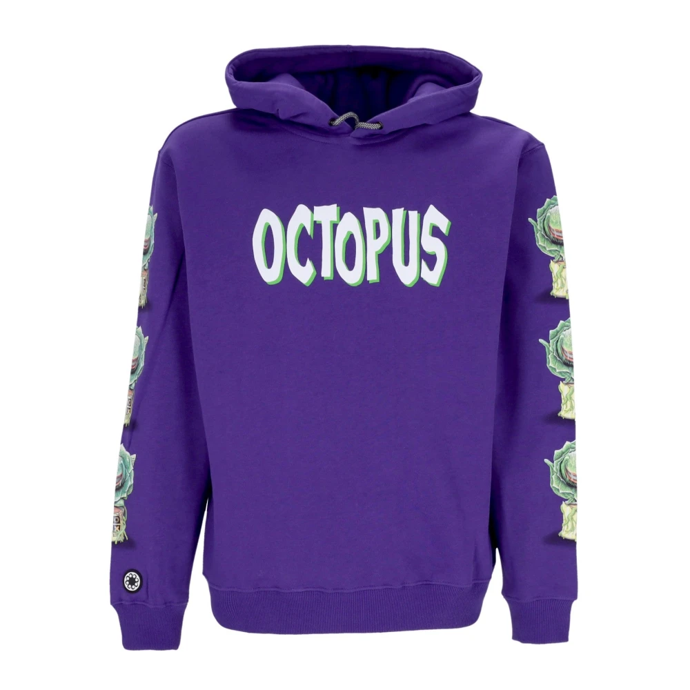 Octopus Paarse Herenhoodie met Feed Me Print Purple Heren