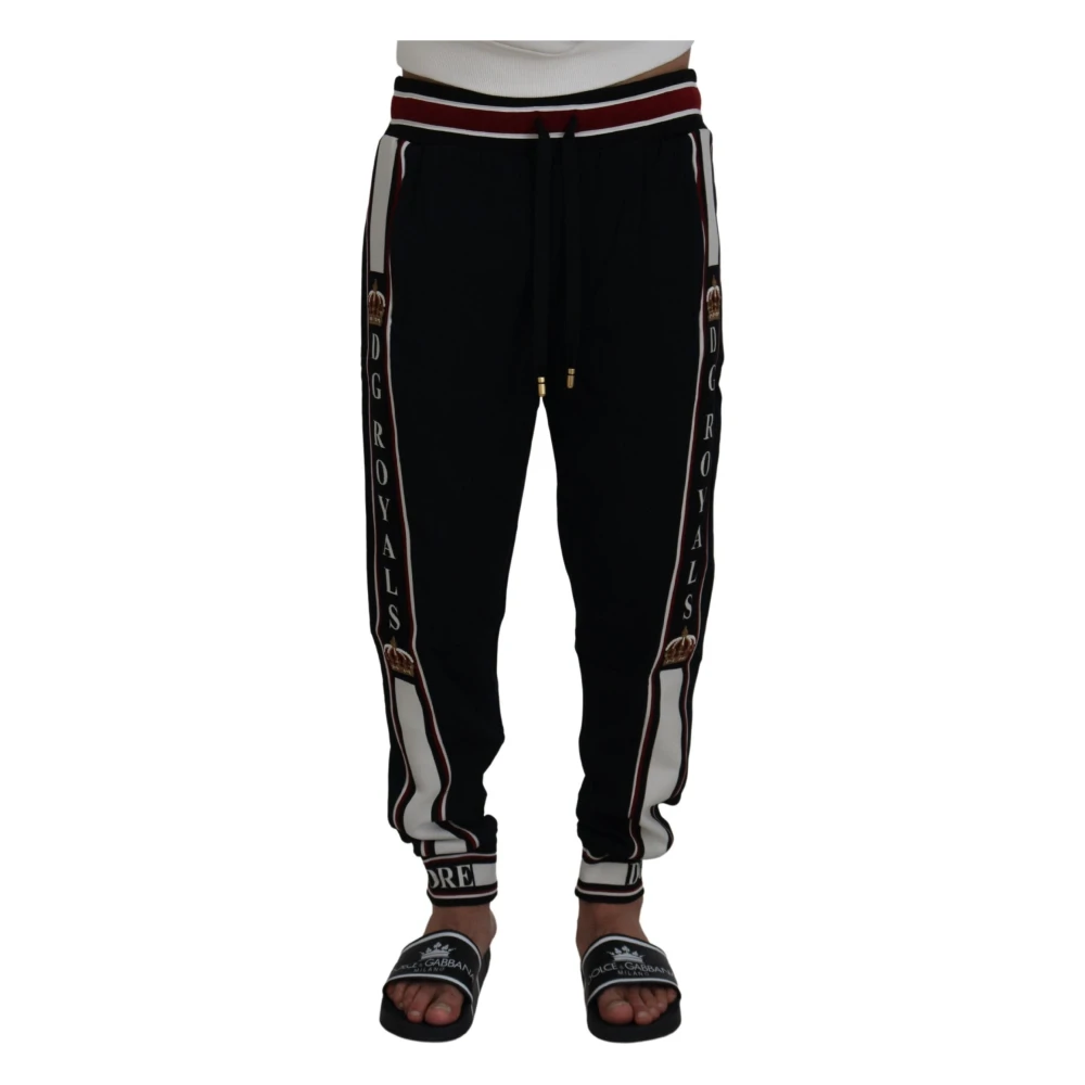 Dolce & Gabbana Men's Black Trousers, Male,, Crown Dg Royals Jogger Trousers Small