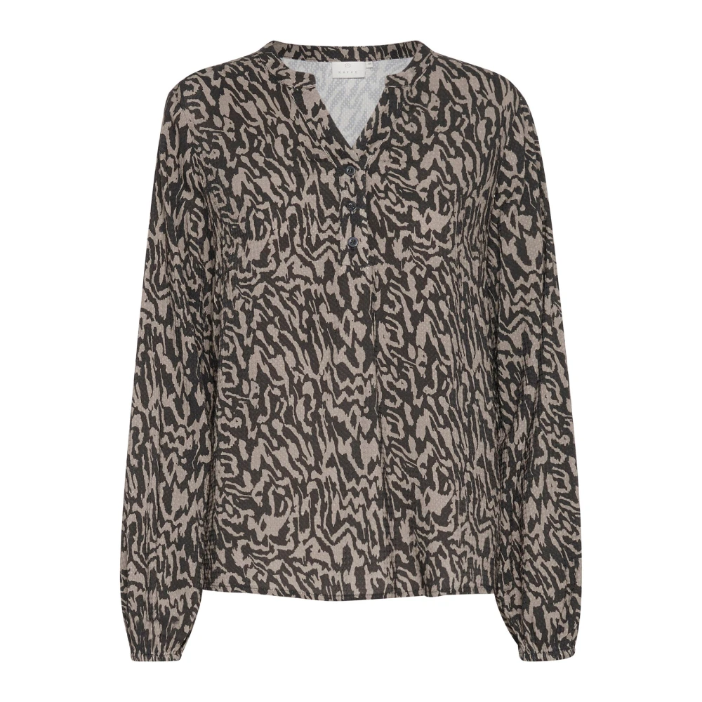 Kaffe Grafische Lijnen Blouse Zwart Olifant Multicolor Dames