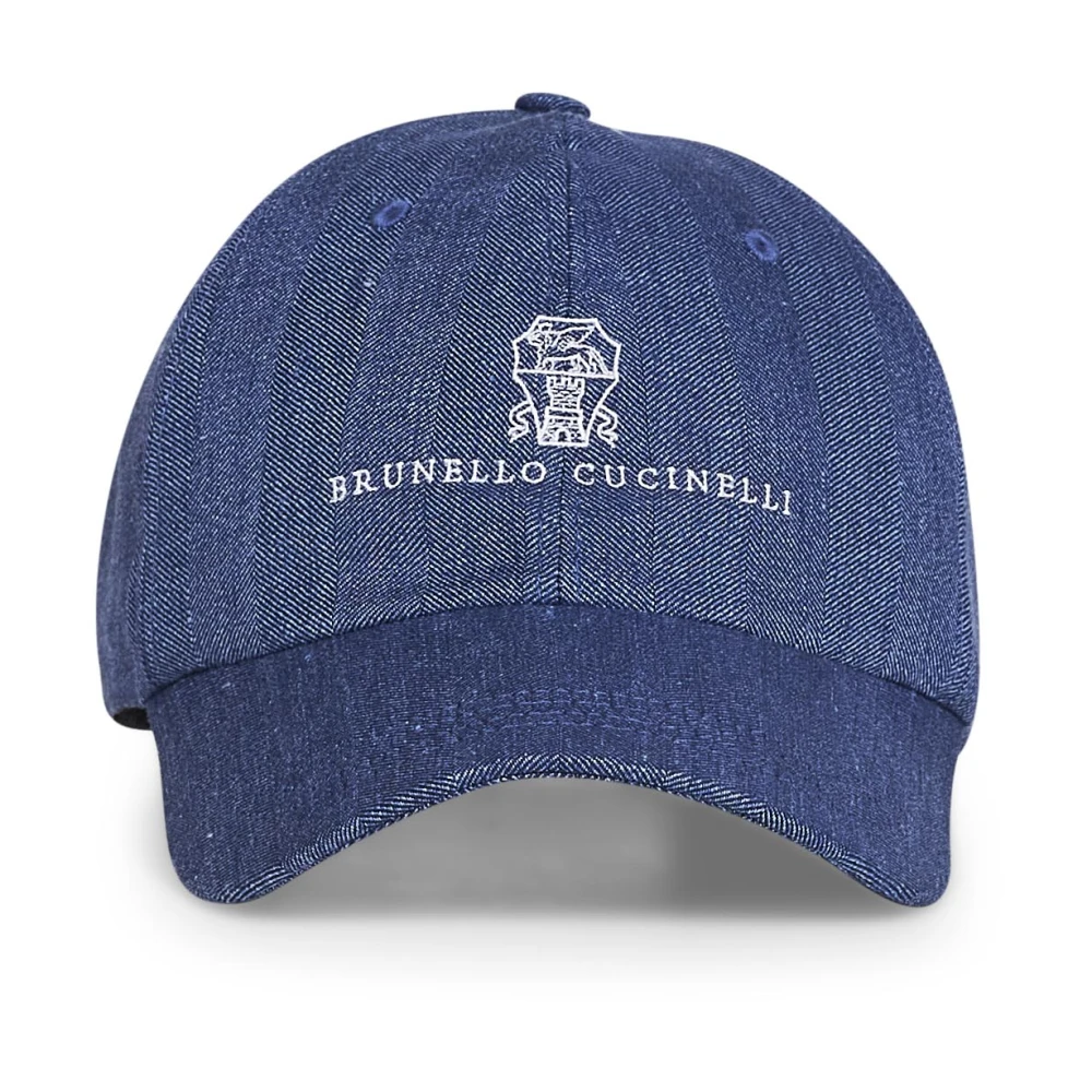 Brunello Cucinelli Men's Blue Hats & Caps, Xl, Linen And Virgin Wool Baseball Cap
