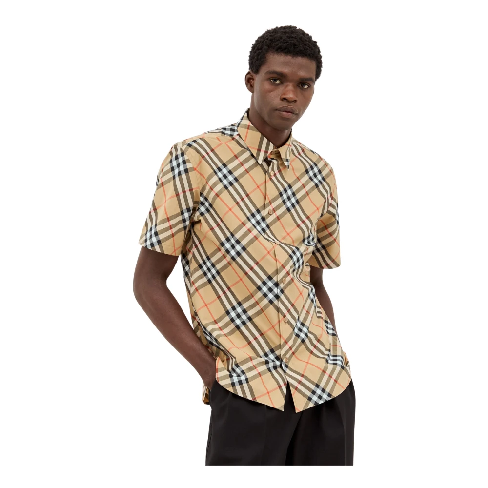 Burberry Klassieke Check Poplin Overhemd Beige Heren