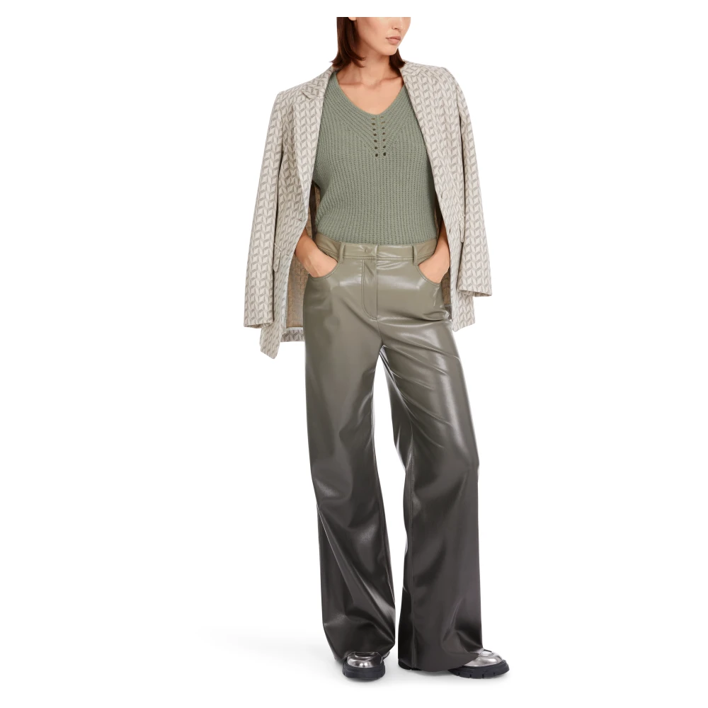 Marc Cain Warri Fun-Leather Broek Green Dames