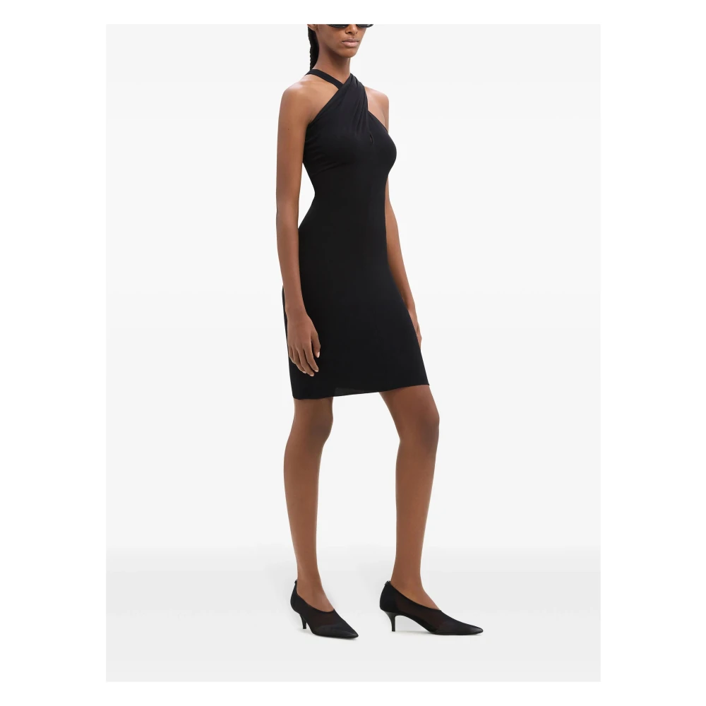 Courrèges Zwarte Criss Cross Jersey Jurk Black Dames