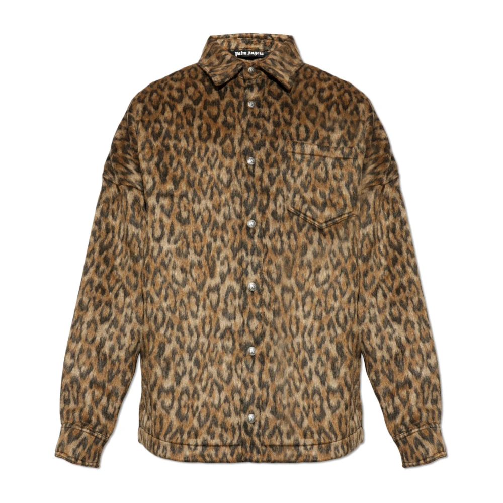 Palm Angels Herren Beige Animalier Overshirt