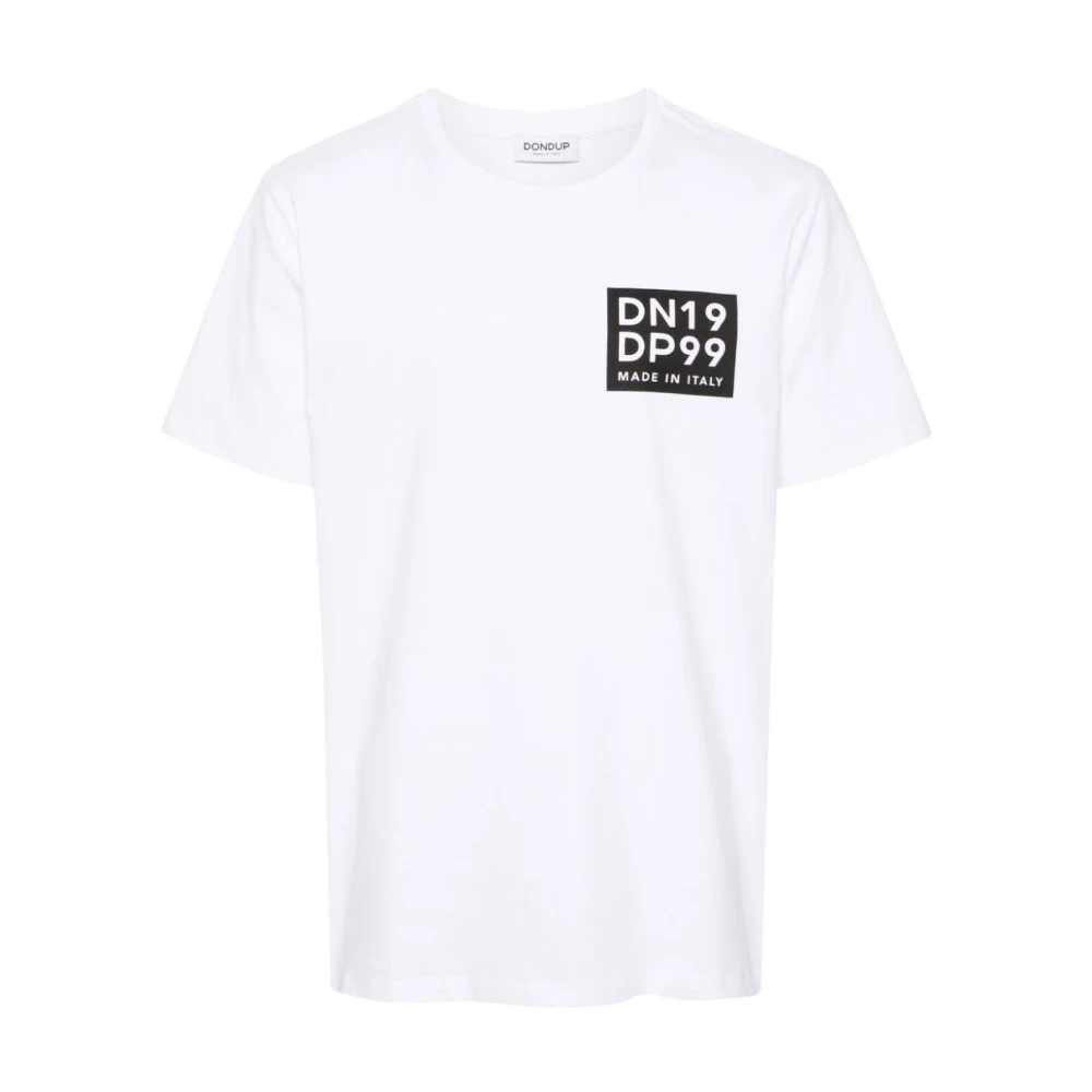 Dondup Logo Print Crew Neck T-shirts en Polos White Heren