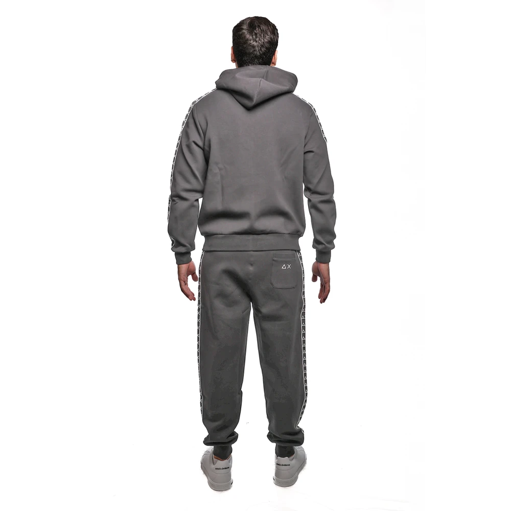 Sun68 Zwarte hoodie met logodetails Gray Heren