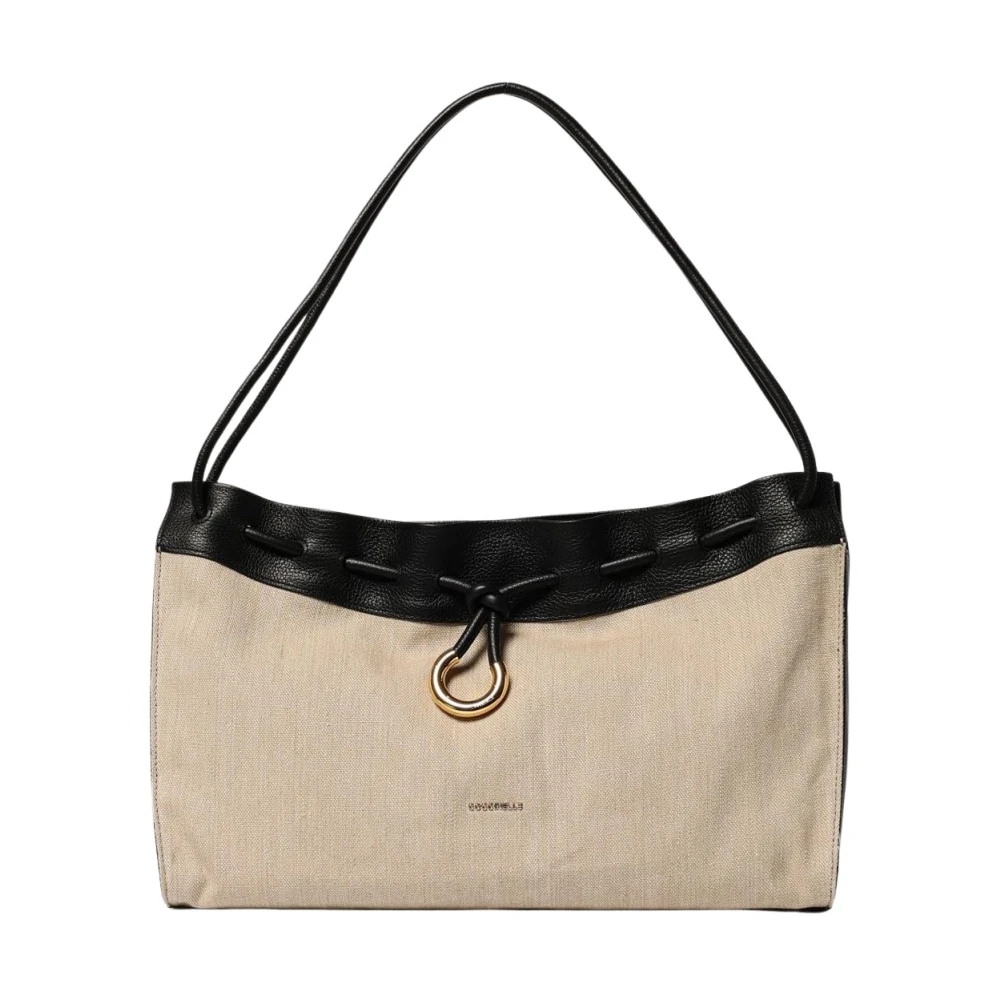 Coccinelle , Shoulder Bags, Female, Beige, One Size, Chic Drawstring Tote Bag