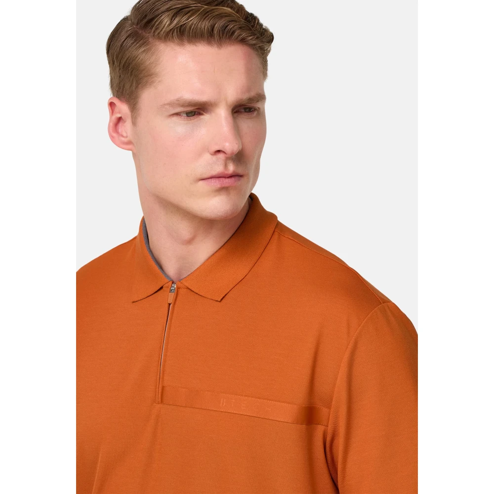 Boggi Milano B Tech Cool Jade-Fresh Piqué Polo Shirt Orange Heren