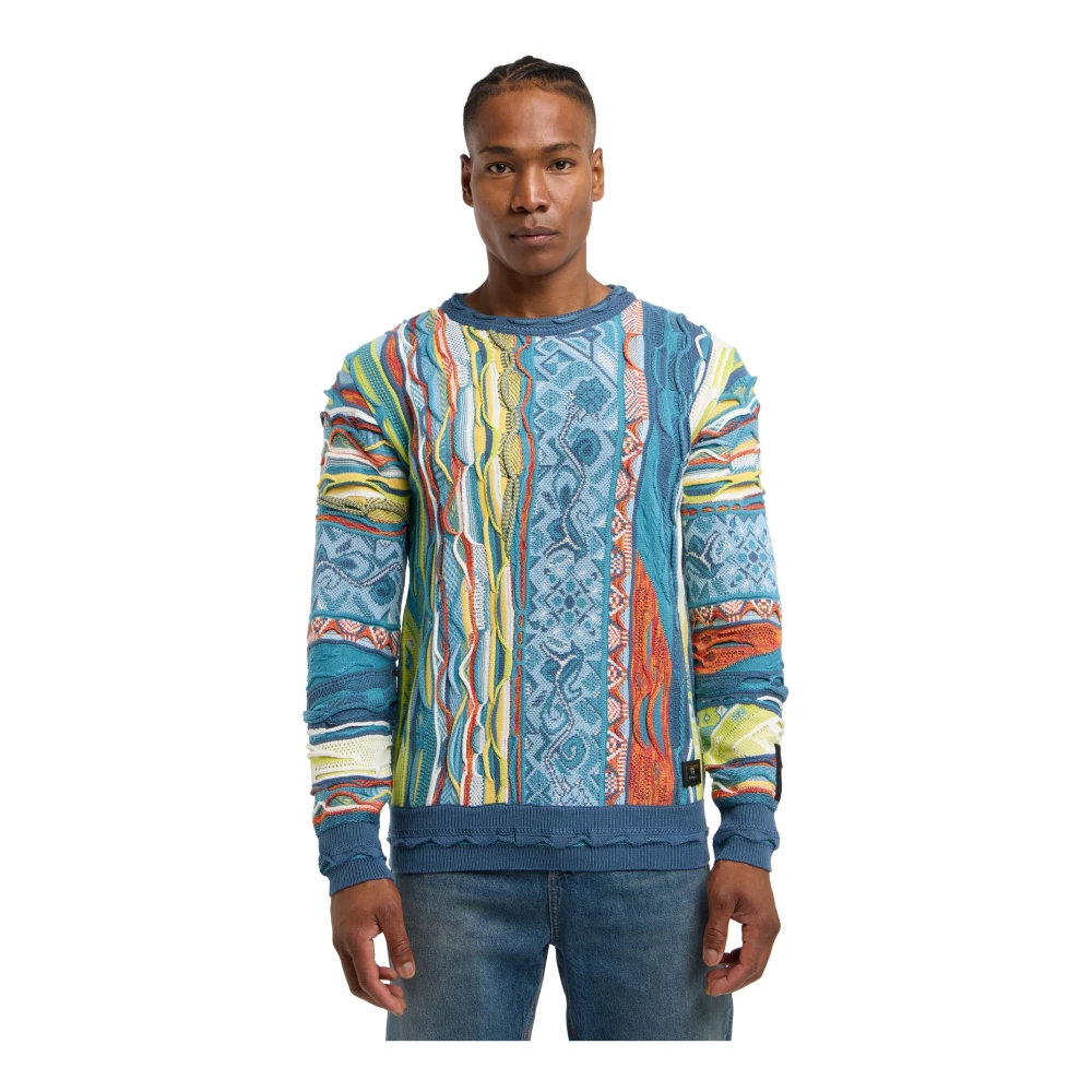 carlo colucci Kleurrijke Jacquard Gebreide Trui Multicolor Heren