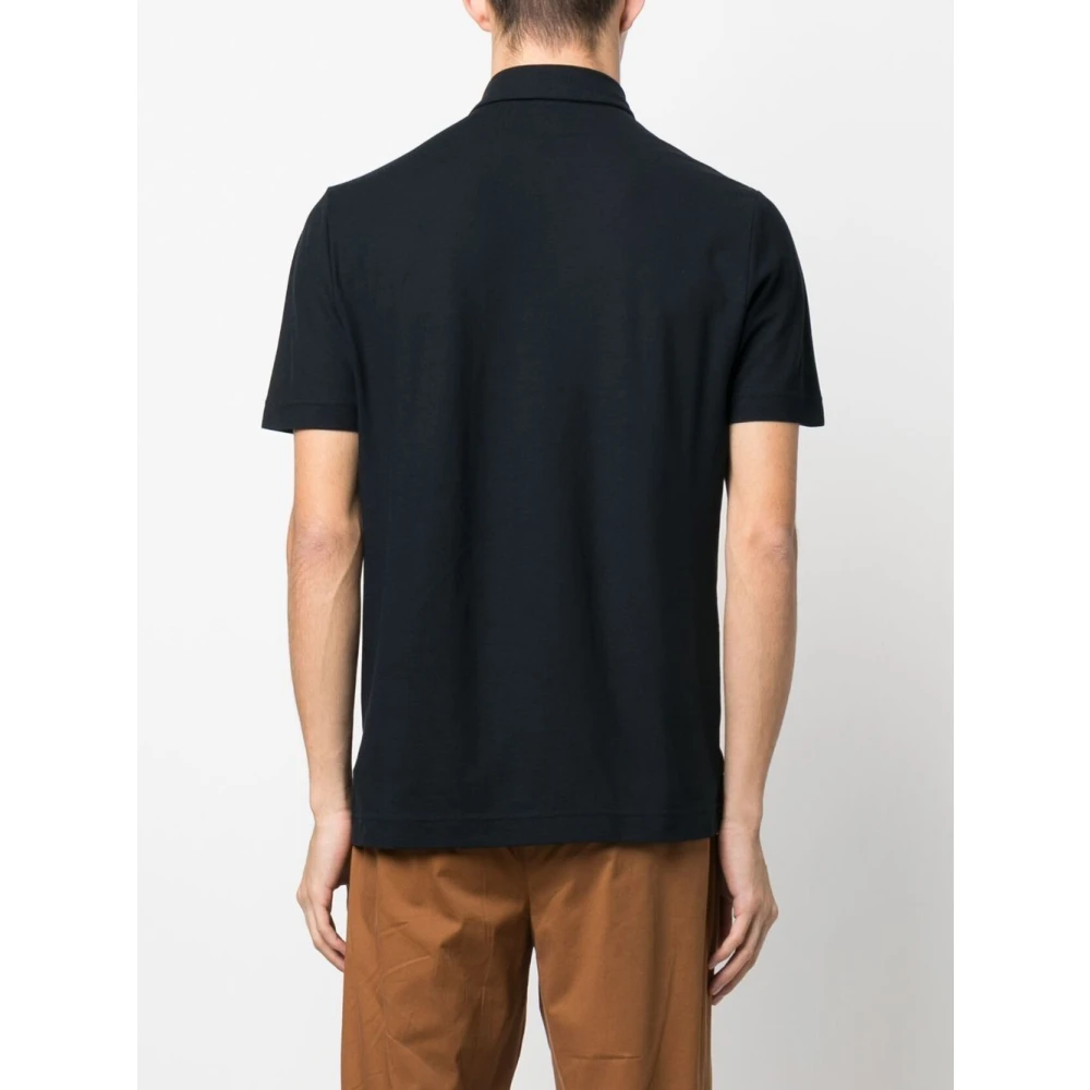 Zanone Blauwe Polo Shirt met 3-Knoopsluiting Blue Heren