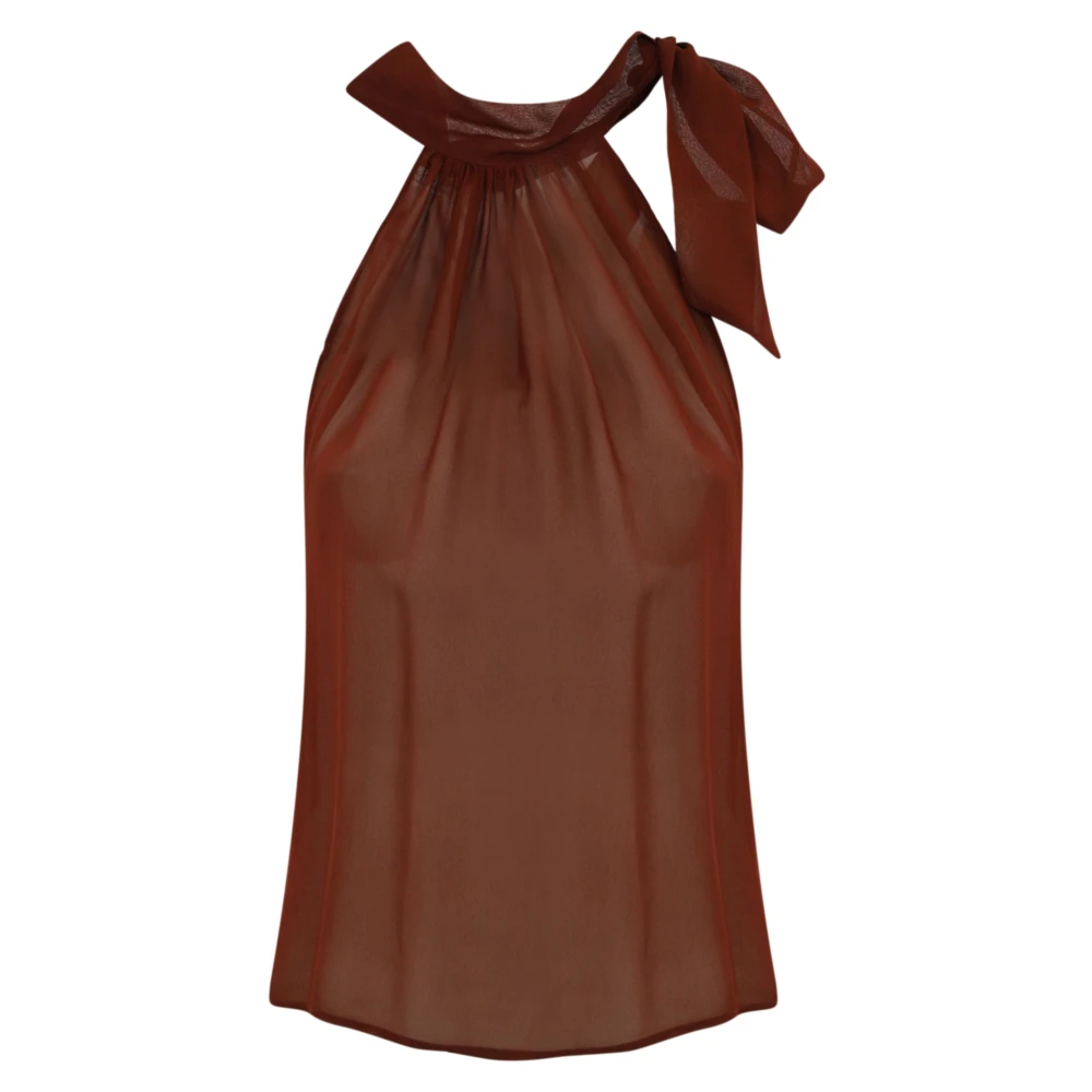 Philosophy di Lorenzo Serafini Bruine gedrapeerde viscose top Brown Dames