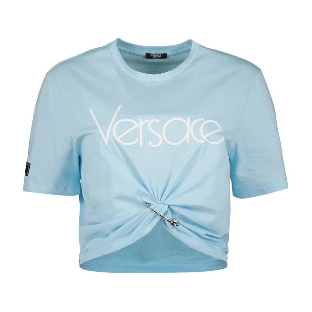 Versace Crop T-shirt 1978 Re-Edition Blue Dames
