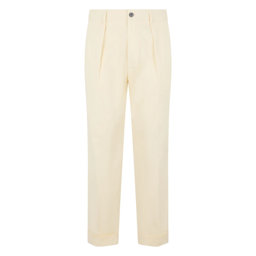 Slowear Men's White Tailored Regular Fit Trousers In Cotton - Cropped Trousers - L - Trousers