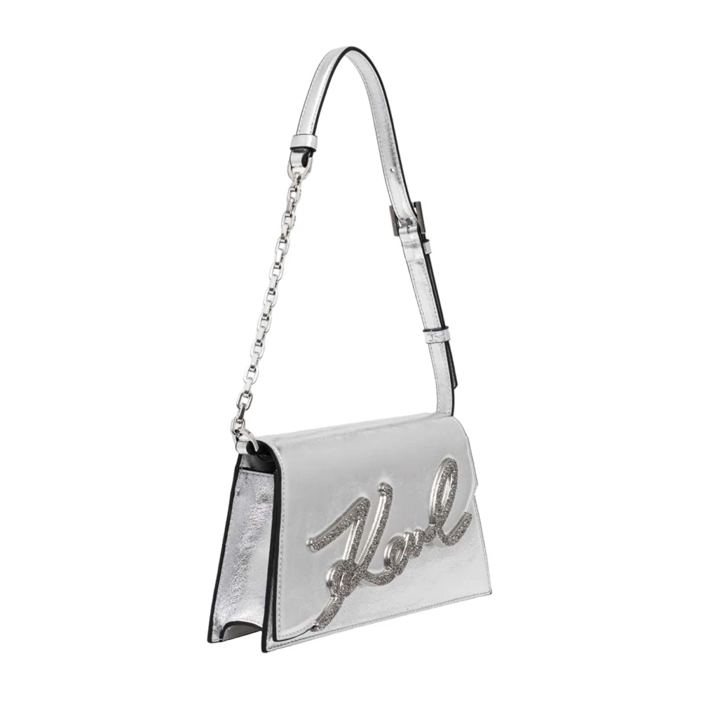 Karl Lagerfeld Signature 2.0 Metallic Schoudertas Gray Dames