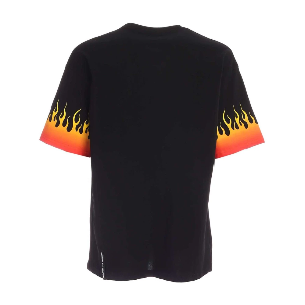Vision OF Super Zwart Katoenen T-shirt met Vlammenprint Black Heren