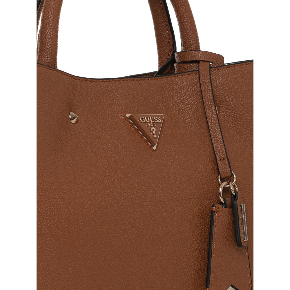 Guess Stijlvolle Meridian Handtas met Drie Compartimenten Brown Dames