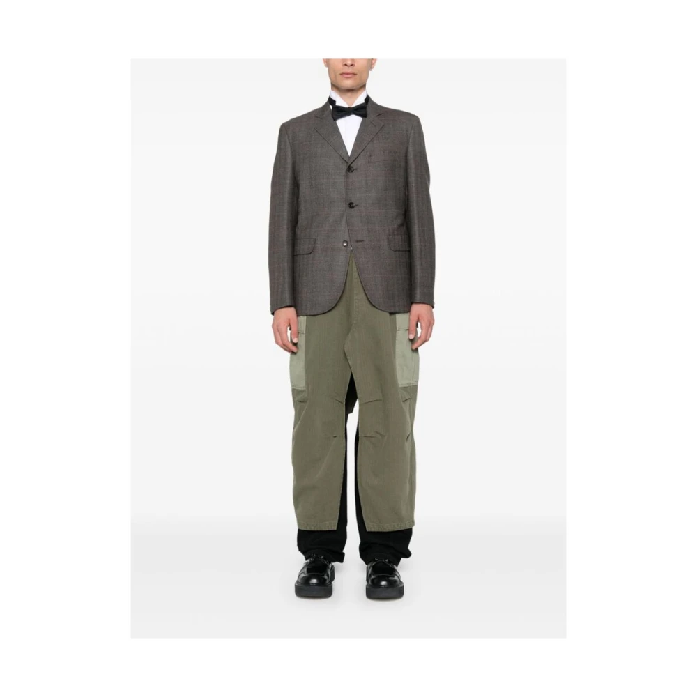 Junya Watanabe Geruite Wol Jas met Panelen Multicolor Heren