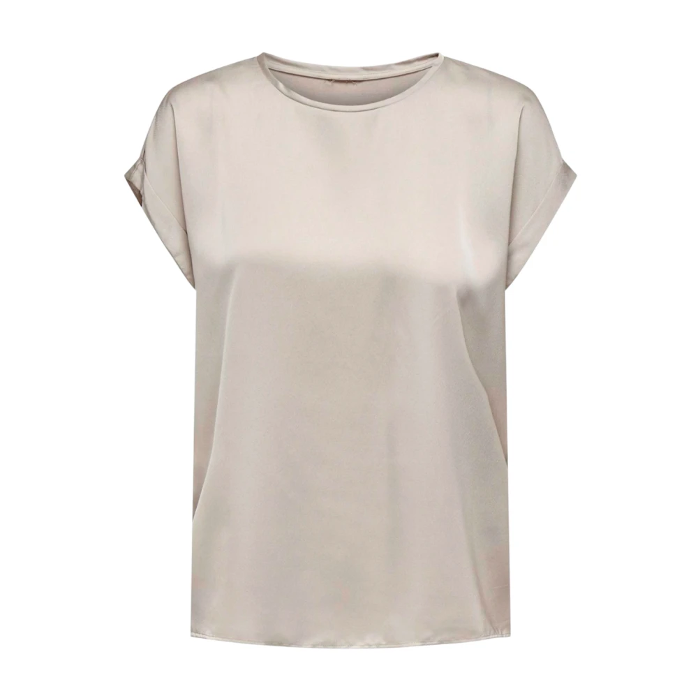 Only Women's Gray T-Shirts,, Short Sleeve T-Shirt Regular Fit Large
