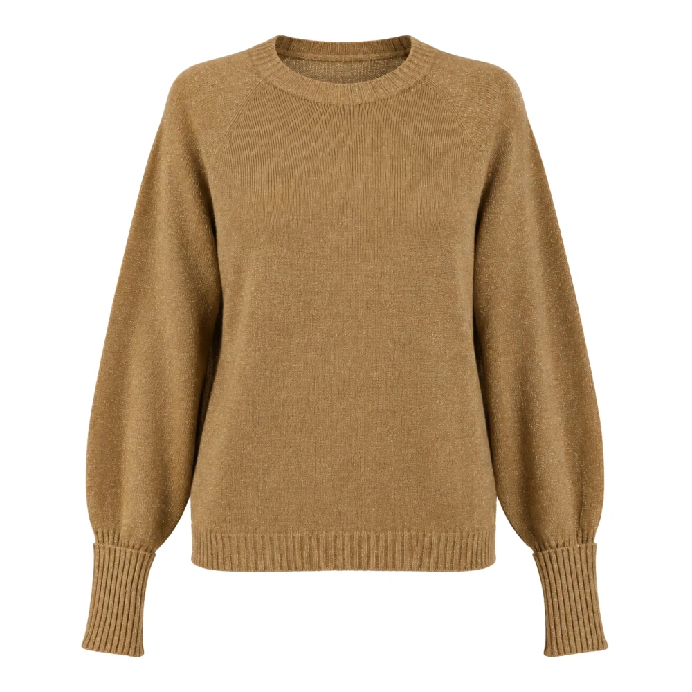 Twinset Round-Neck Wool & Cashmere Jumper - Female - Round-Neck Knitwear - Brown - L - Knitwear