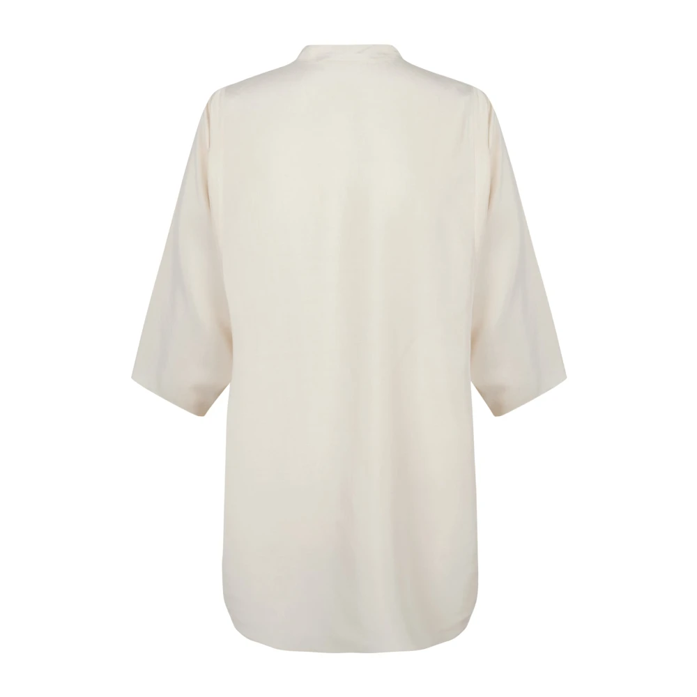 Cortana Zijden Vanille Shirt met Mao Kraag Yellow Dames