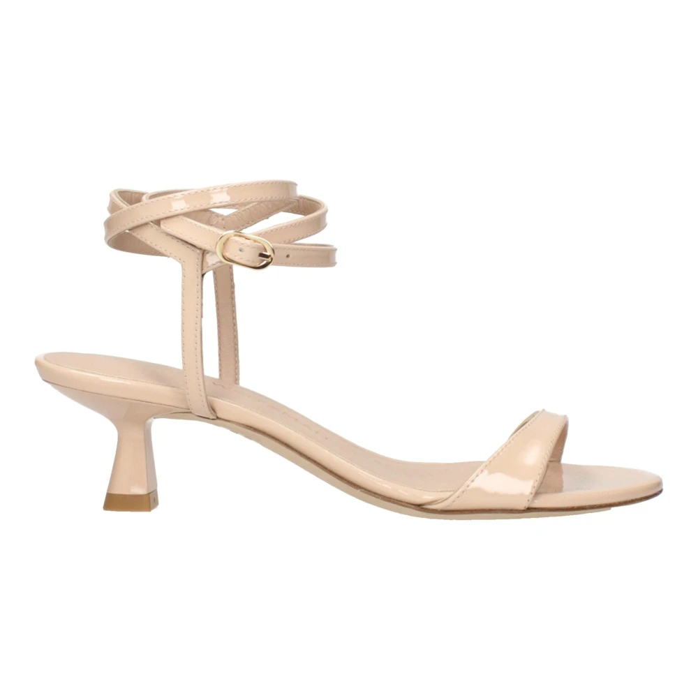 Stuart Weitzman Women's Beige Leather Stiletto Heels Sandals