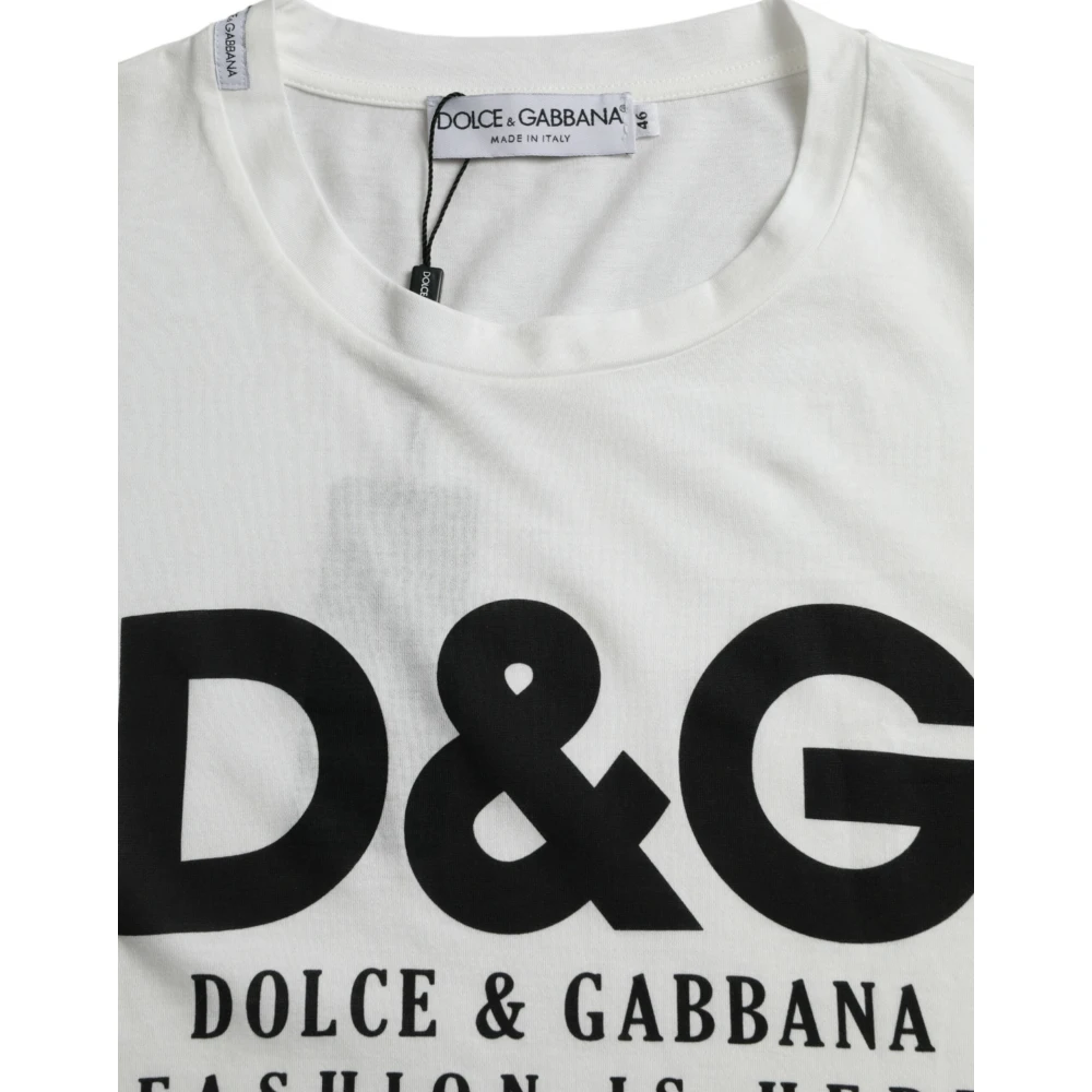 Dolce & Gabbana Wit Grafisch Print Crew Neck T-shirt White Heren