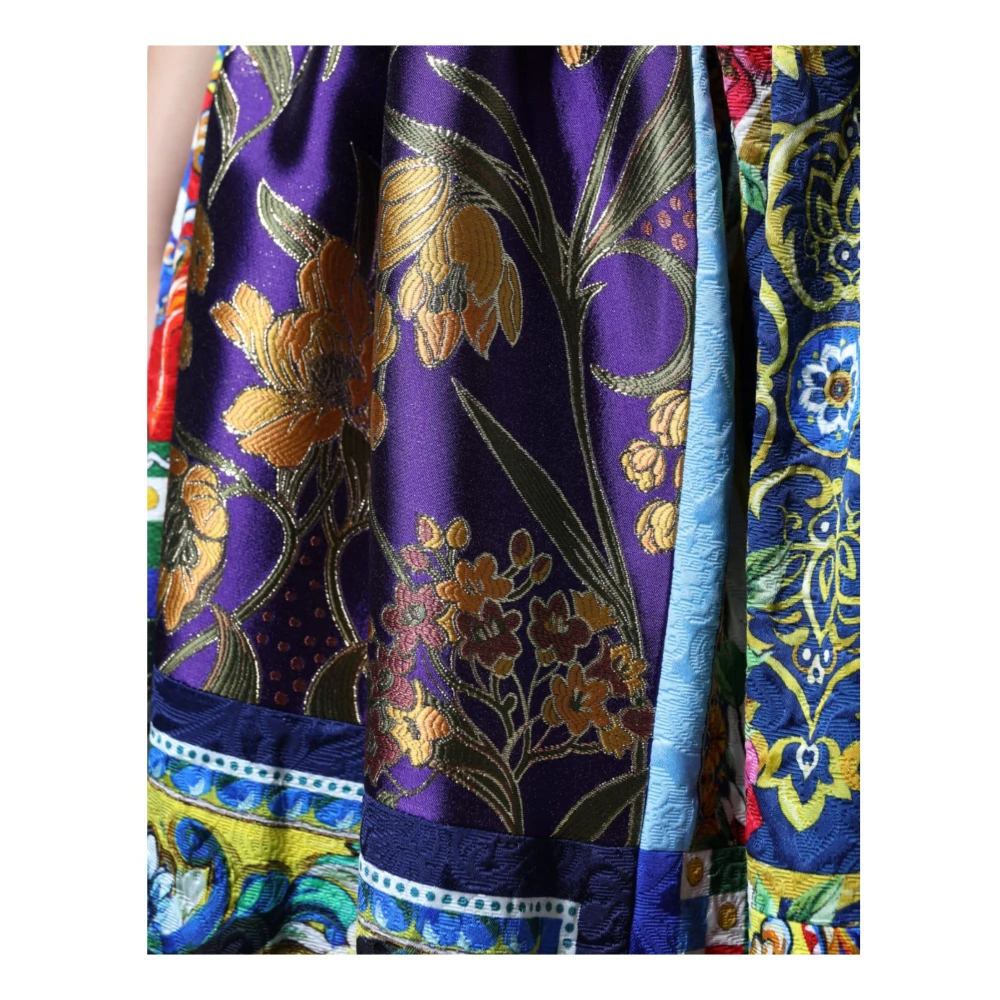 Dolce & Gabbana Sicily Patchwork Maxi Rok Rits Sluiting Multicolor Dames