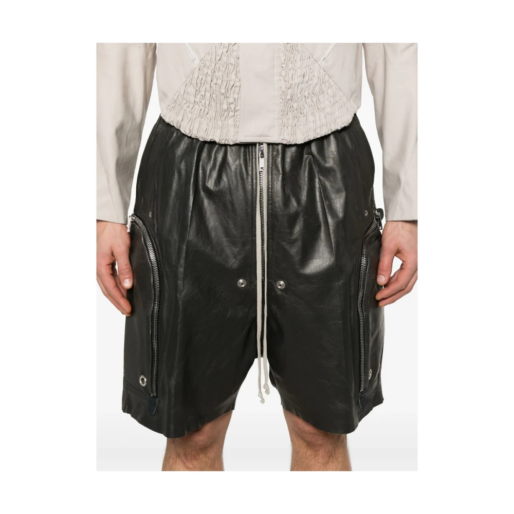 Rick Owens Zwarte Trekkoord Taille Zakken Shorts Black Heren