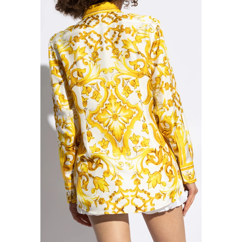 Dolce & Gabbana Shirt met 'Majolica' print Yellow Dames