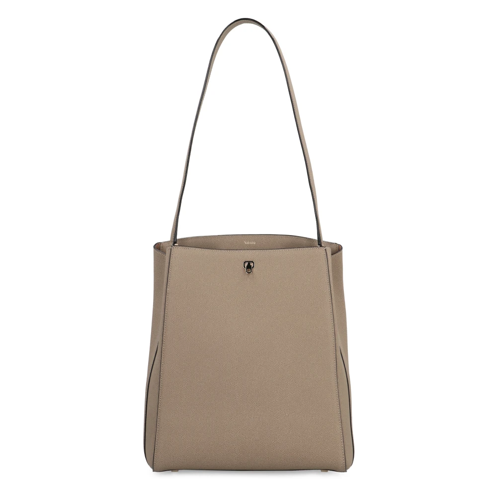 Valextra Leren schoudertas met drukknoopsluiting Gray Dames