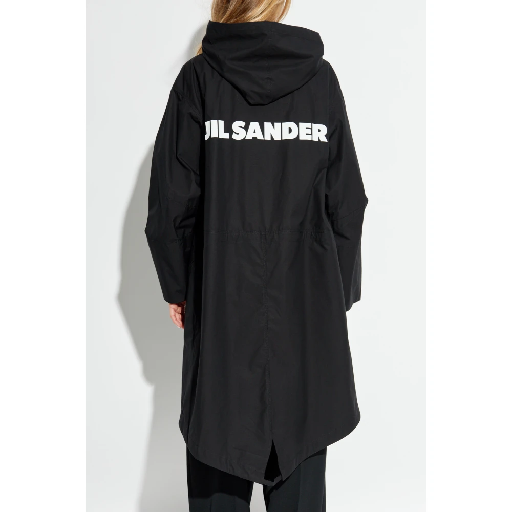 Jil Sander Katoenen parka met capuchon Black Dames