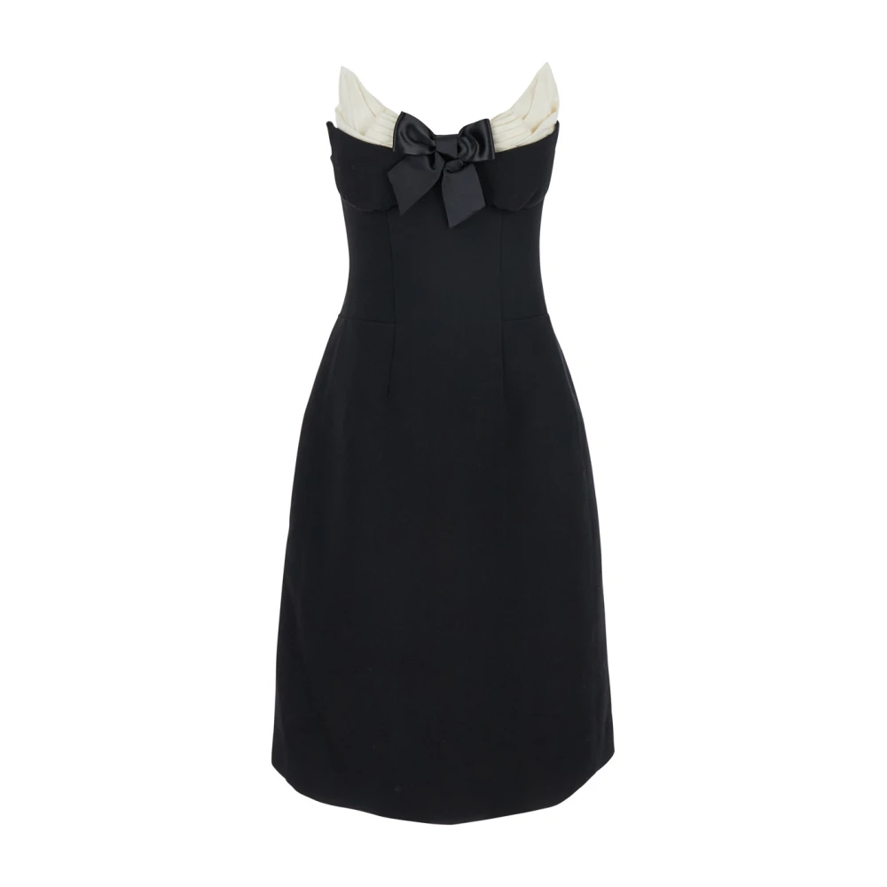 Shushu Tong Zwarte Bustier-Stijl Jurk met Strikdetail Black Dames