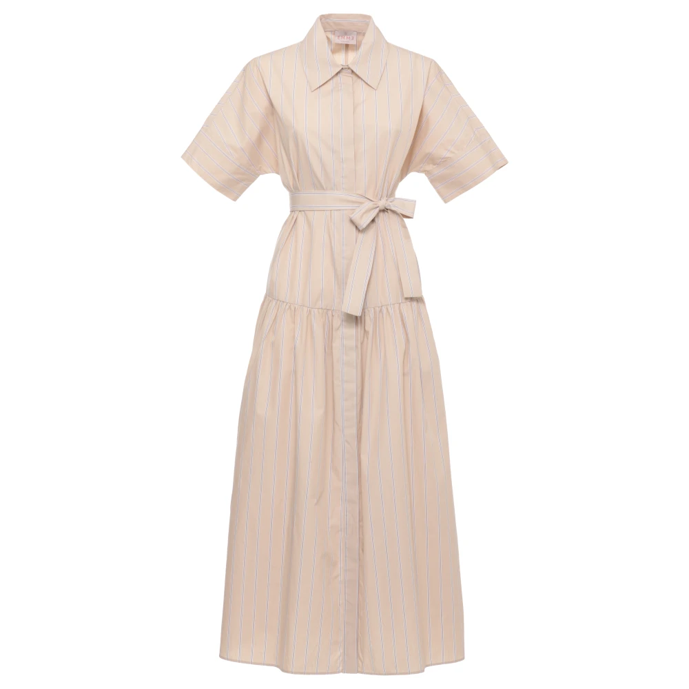 Marella Vrouw Beige Kleedjes Dames, S, Katoen, Linea Emme Jurk