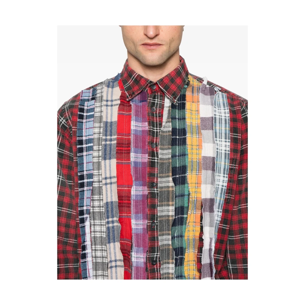 Needles Rood Knoopmanchet Patchwork Overhemd Multicolor Heren