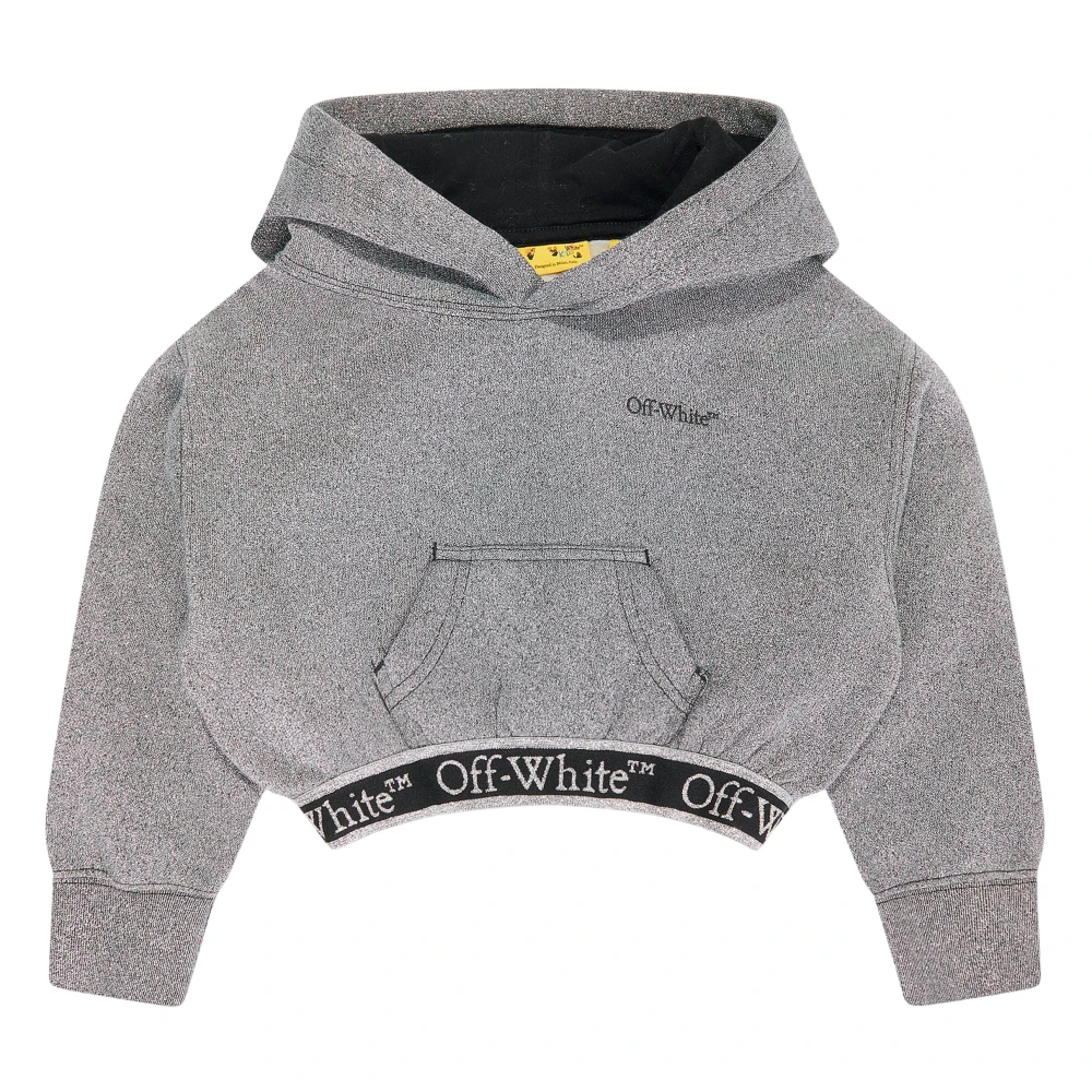 Off White , Kids Sweatshirts, Female, Gray, 8 Y, Bookish Logo Band Cropped Hoodie