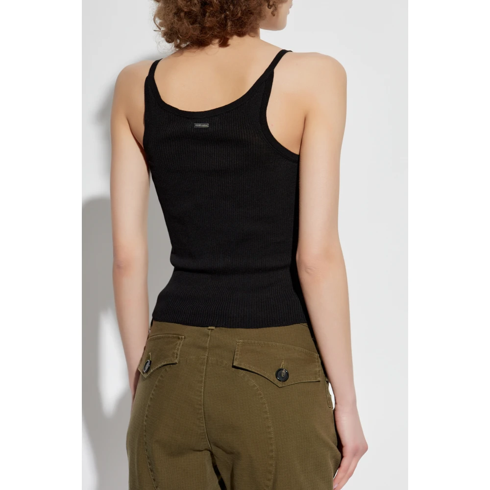 Dsquared2 Geribbelde Top Black Dames