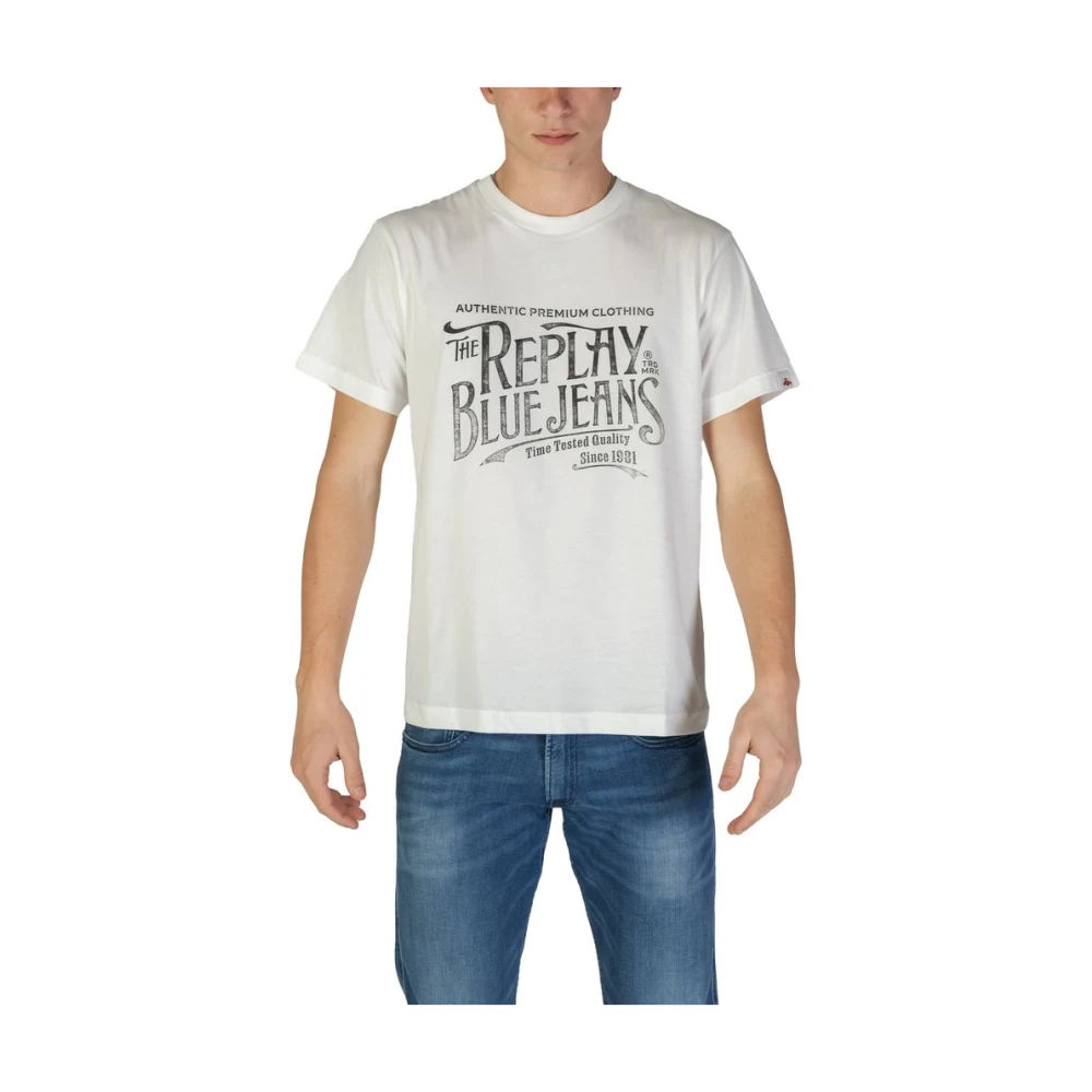 Replay Katoenen T-shirt korte mouwen lente zomer White Heren