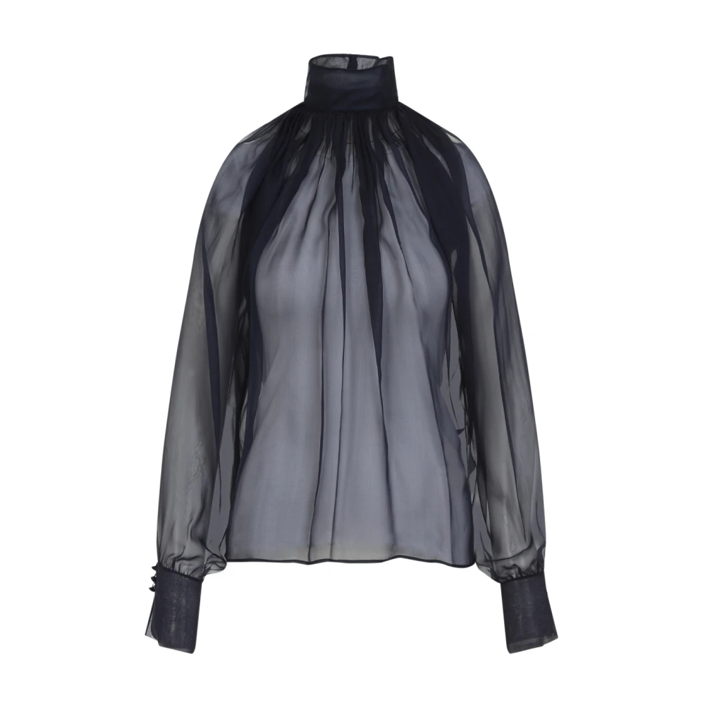 Saint Laurent Zijden Blouse Blue Dames