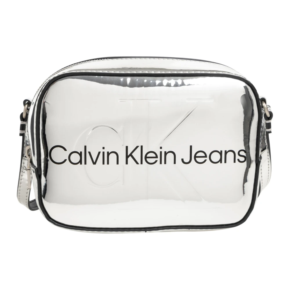 Calvin Klein Jeans Verstelbare Crossbody Tas Effen Patroon Gray Dames