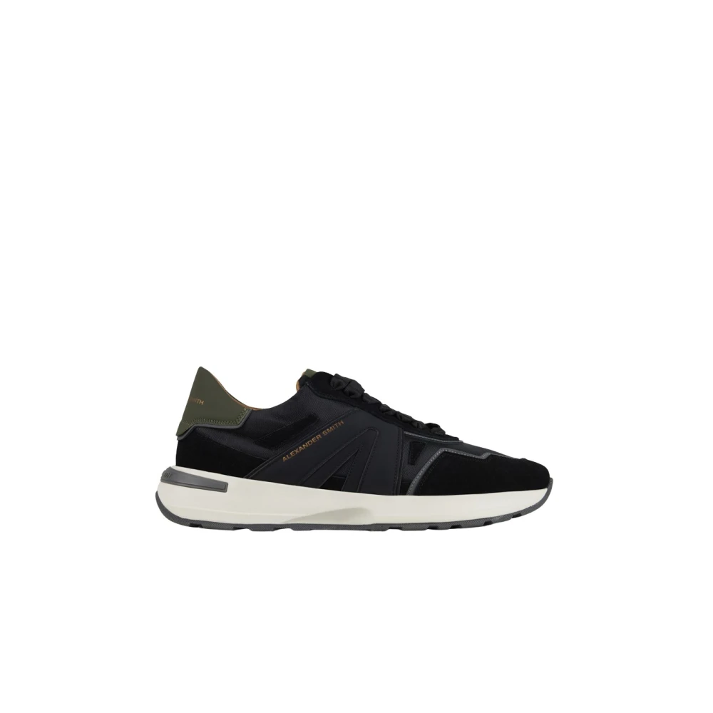 Alexander Smith Liverpool Mannen in suède- nylon en cordura met groene hiel Heren Schoenen Zwart