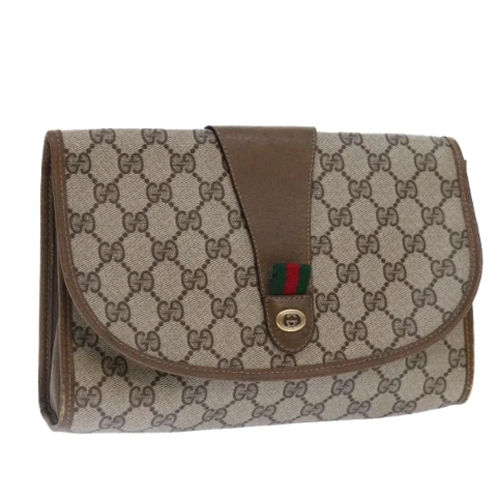 Gucci Vintage Pre-owned Leather clutches Beige Dames