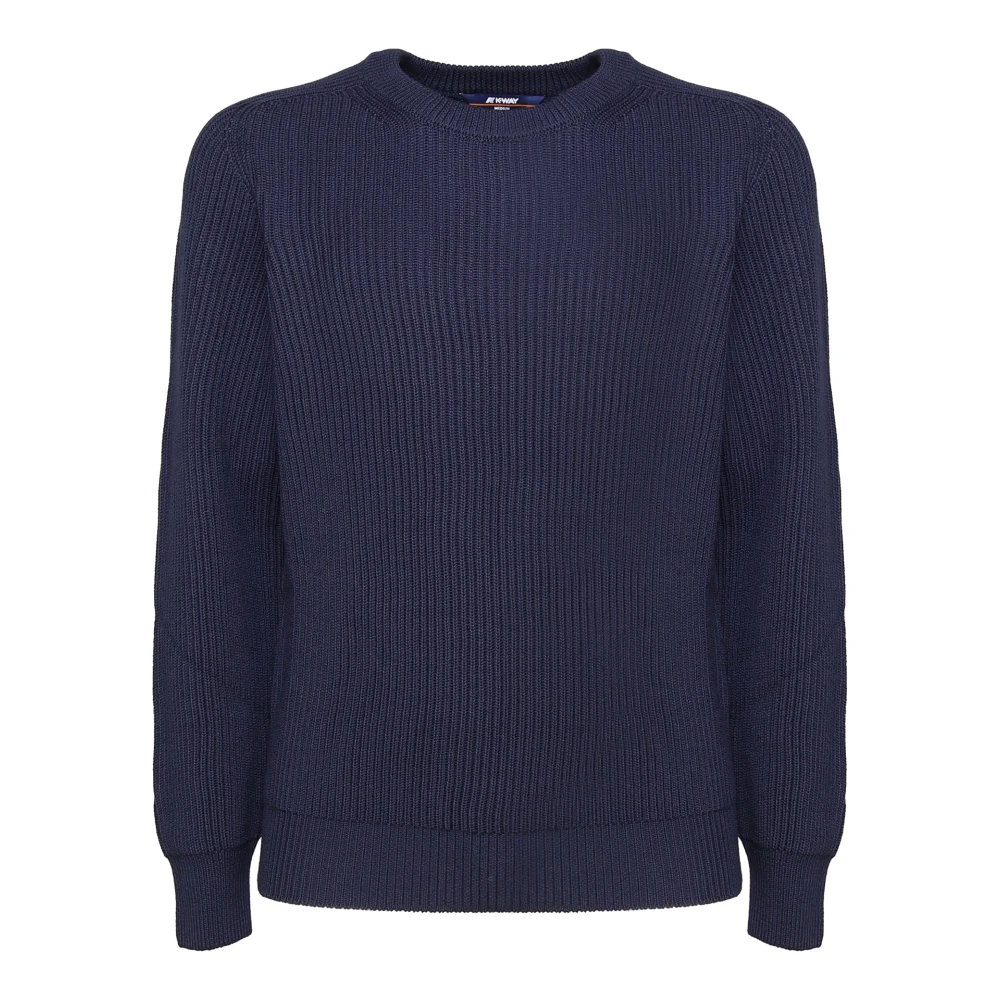 K-way Blauwe wollen trui met ronde kraag Blue Heren