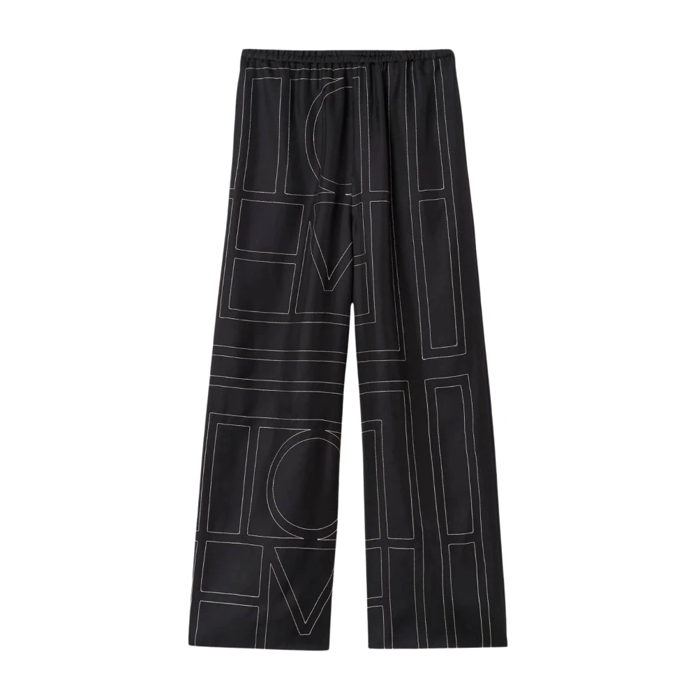 TotêMe Zijden Monogram PJ Broek Black Dames