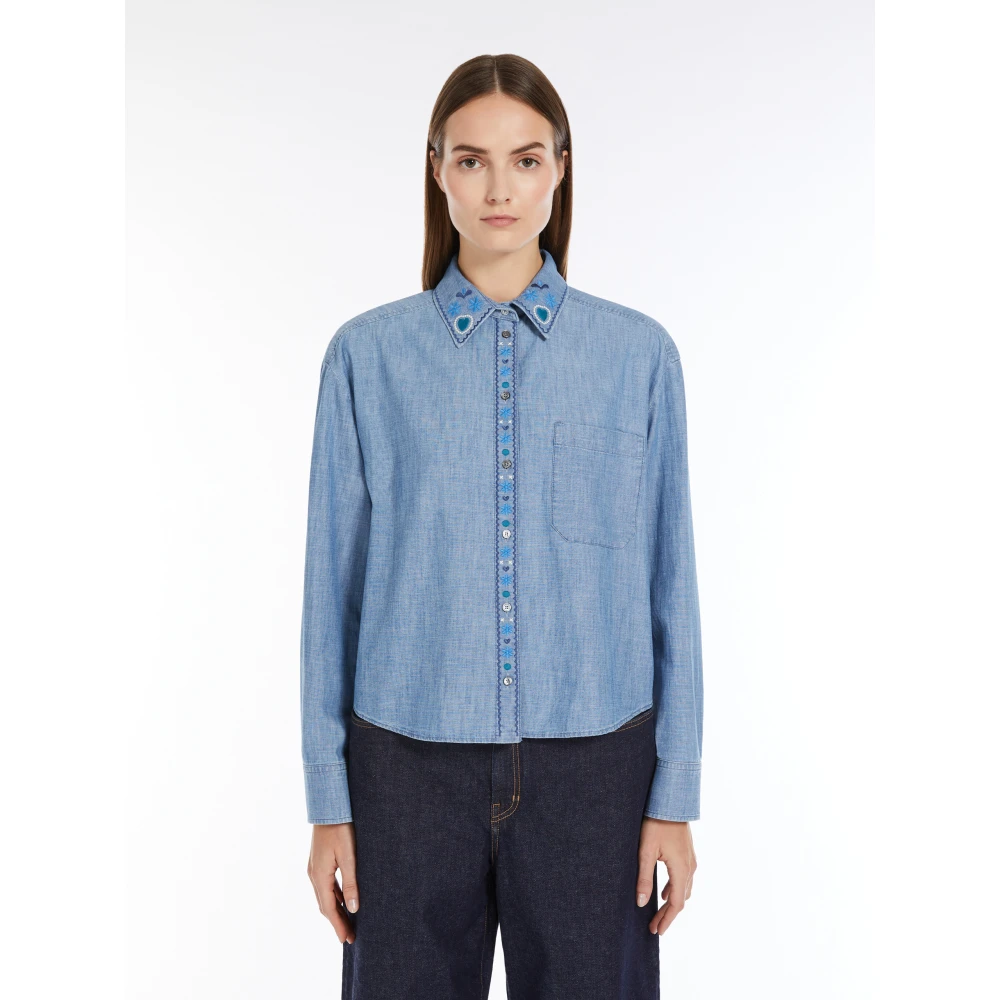 Max Mara Weekend Chambray Katoenen Overhemd Blue Dames